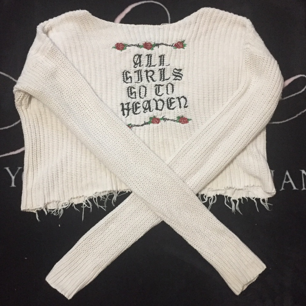 Cream Knit Crop Top Sweater